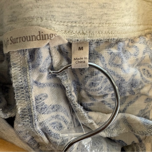 Soft Surroundings Patterned Wide-Leg Linen Pants Beach Coastal Resort M - Picture 7 of 8